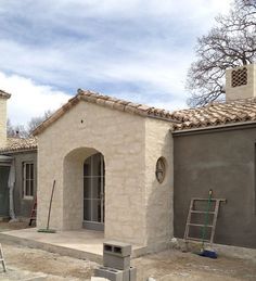 Patina Farm Exterior, Tile Chimney, Patina Farms, Chimney Exterior, Exterior Stucco, Rustic Country Homes, Rustic Home Exterior, Brooke Giannetti, European White Oak Floors