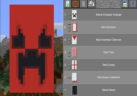 Halloween Banner Minecraft, Mincraft Baners, Black And Red Banner, Red And Black Banner, Banner Designs Minecraft, Banner Design Minecraft, Minecraft Cool, Cool Minecraft Banners, Mc Banner