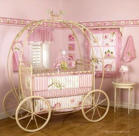 Cinderella crib | Cute | Pinterest | Cinderella and Cribs Cinderella Carriage Bed, Princess Crib, Carriage Bed, Unique Cribs, Girls Princess Room, Pink Saturday, Princess Nursery, Princess Room, Pink Bedrooms