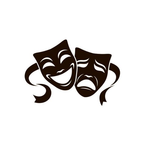 Theatre Symbol, Theater Mask Tattoo, Theatre Tattoo, Theatrical Masks, Theatre Faces, Theater Masks, Tragedy Mask, Drama Masks, Theatre Festival