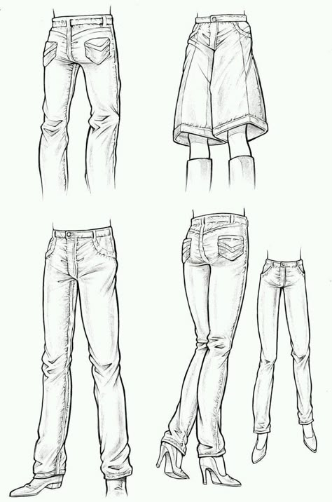 Jeans Drawing, Draw Clothes, Pants Drawing, Manga Drawings, Manga Clothes, Clothes Drawing, Clothing Sketches, How To Draw Anime, Drawing Faces