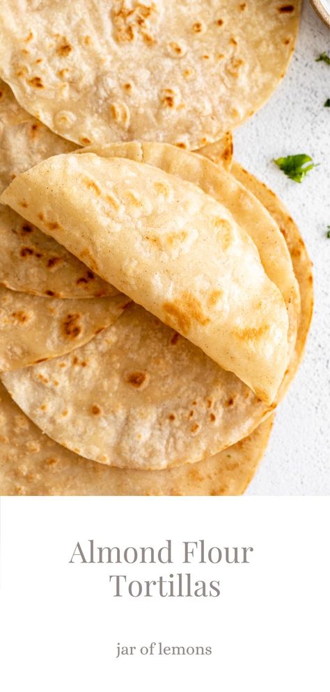 Tortillas on a white surface. Copycat Siete Tortillas, Healthy Flour Tortillas, Almond Flour Tortillas 3 Ingredients, Tortilla Press Recipe, Oat Flour Tortilla Recipe, Healthy Tortilla Recipes, Low Carb Flour Tortillas, Rice Flour Tortillas, Tortilla Recipe Ideas