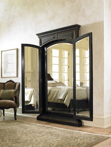 Beautiful 3 way mirror custom built to look like an Armoire - Perfect for getting ready or for a dressing room/closet. 3 Way Mirrors, Dressing Room Closet, Gorgeous Doors, Tyres Recycle, Budget Patio, Top Furniture, Wood Patio, Furniture Catalog, Coaster Furniture