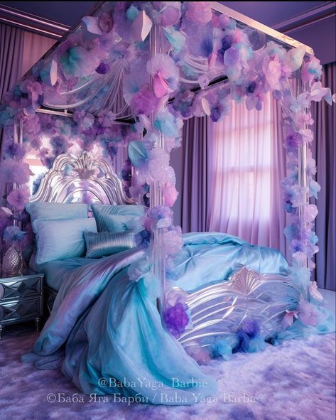 Purple Mermaid Bedroom Ideas, Mermaid Bedroom Ideas, Ariel Bedroom, Fancy Bedroom, Mermaid Bedroom, Beautiful Bedroom Decor, Themed Kids Room, Dream Bedroom Inspiration, Kids Room Interior Design