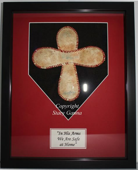 Baseball Furniture, Sports Treats, Baseball Cross, Cross Frame, Baseball Jewelry, Baseball Crafts, Baseball Ideas, Baseball Decor, School Auction