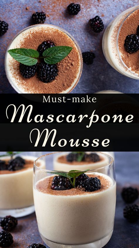 Fancy Light Desserts, Ways To Use Marscapone, Mascarpone Mousse Recipes, Easy Mascarpone Dessert, Marscapone Filling Recipes, Recipes With Marscapone Cheese Desserts, Marscapone Mousse Recipes, Easy Marscapone Recipes, Recipes With Mascarpone Cheese Desserts