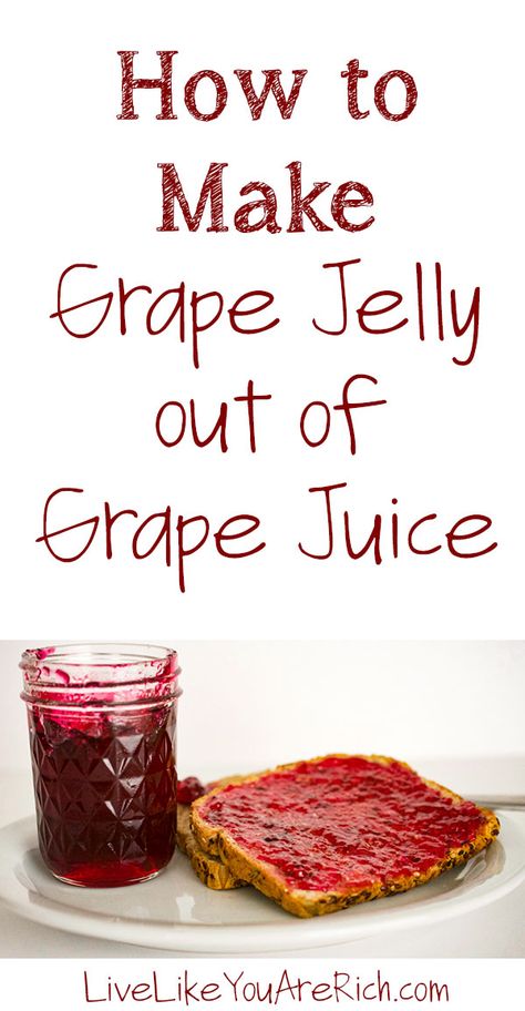 How to Make Grape Jelly out of Grape Juice - Live Like You Are Rich Make Grape Jelly, Homemade Grape Juice, Homemade Grape Jelly, Concord Grape Jelly, Canning Jam Recipes, Concord Grapes, Jam Packaging, Canning Jam, Jam Recipes Homemade