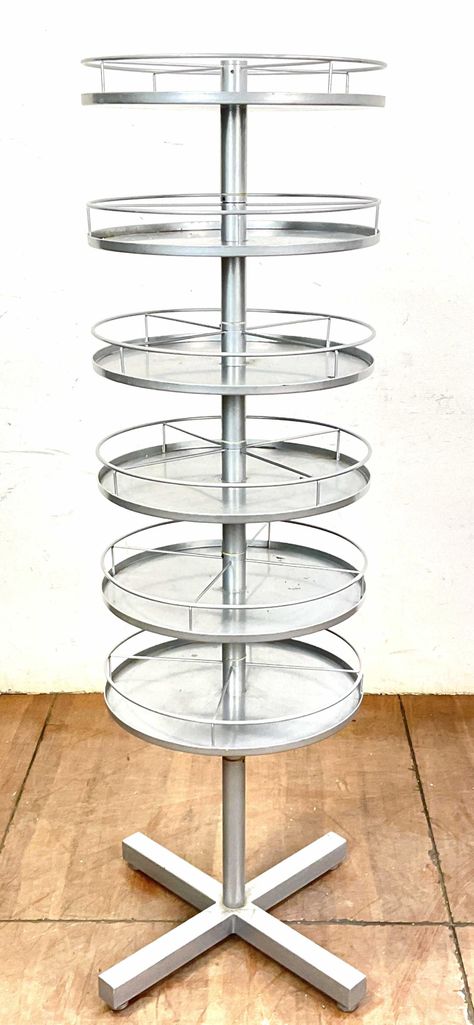 Lot - 5ft Metal Display Floor Stand w/ 6 Rotating Trays Hanger Stand, Metal Display, Display Stand, Auction, Tray, Flooring, Bedroom, Quick Saves