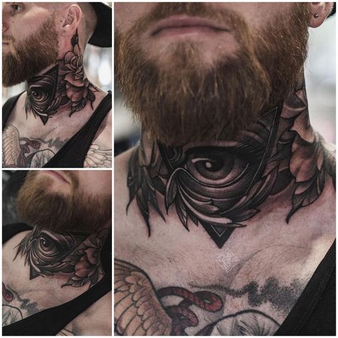 Throat Tattoo Ideas, Throat Tattoos, Pyramid Tattoo, Best Neck Tattoos, Different Shades Of Black, Throat Tattoo, Special Tattoos, Scary Tattoos, Tattoo Ideas For Men