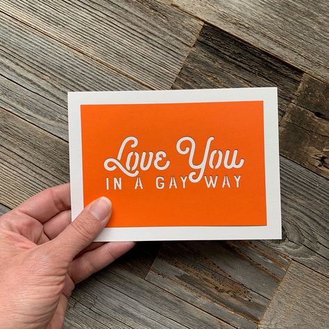 Thanks for the kind words! ★★★★★ "So great! Many thanks. :)" Brad F. https://etsy.me/3sIlAM4 #etsy #lgbtqpride #white #orange #lgbtqcard #samesexanniversary #loveislovecard #gaylovecard #lesbianlovecard #gayweddingcard Gay Valentines, Gay Wedding Card, Laser Cut Cards, Moving Cards, Card Anniversary, Miss You Cards, Plastic Envelopes, Boulder Co, Invitation Card Design