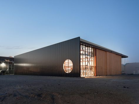 Hangar Architecture, Warehouse Facade, Warehouse Architecture, Hangar Design, Factory Architecture, Commercial And Office Architecture, Modern Factory, Warehouse Design, Air Ambulance