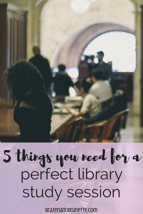 How to have the perfect library session. 5 things you need to bring to the library every time. 5 things you need before studying in the library. how to survive staying at the library all day. how to survive a library study session. library study session packing list. how to prepare for your next library session. how to study better at the library. how to utilize the library for studying. library tips and tricks. law school blog. law student blogger. | brazenandbrunette.com Studying At Library, Library Job, Academic Coaching, Law School Prep, Tips Study, Library Study, School Prep, Law Students, Study Strategies