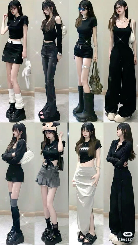 All Black Outfit Korean, Black Outfit Korean, K Pop Fashion, Black Outfits, Easy Trendy Outfits, Fashion Inspiration Design, 가을 패션, Really Cute Outfits, Teenage Fashion Outfits