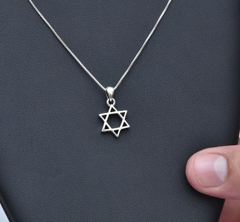 Jewish Star Necklace, Jewish Necklace, Star Of David Necklace, Peacock Pearls, Silver Necklace Simple, Judaica Jewelry, Star Necklace Silver, Jewish Star, Star Of David Pendant