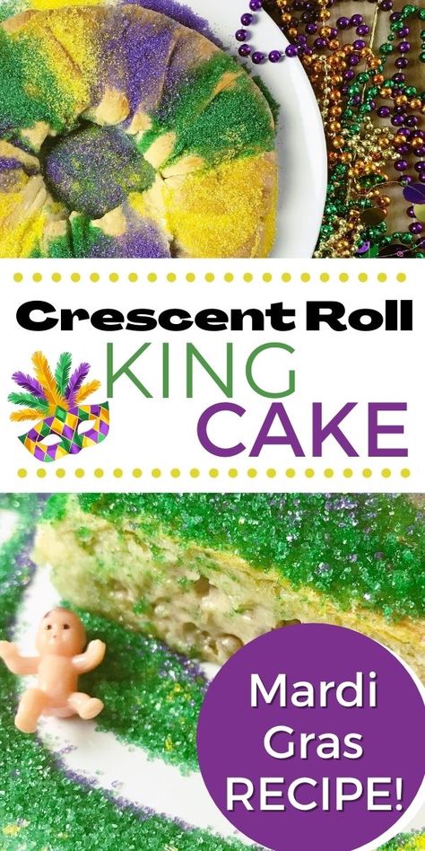 Easy King Cake Recipe, Easy King Cake, Mardi Gras Desserts, King Cake Recipe Easy, Mardi Gras Cake, King Cake Recipe, Cakes To Make, Mardi Gras King Cake, Mardi Gras Food