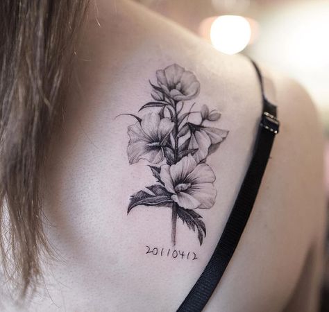 Rose of Sharon Rose Of Sharon Tattoo, Narcissus Tattoo, Narcissus Flower Tattoos, Flower Tats, Wildflowers Tattoo, December Flower, Romantic Tattoo, Poppy Tattoo, 100 Tattoo