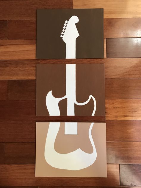 3 piece acrylic painting of guitar in 9”x12” canvas boards Painting Of Guitar, 3 Piece Acrylic Painting, Guitar Painting On Canvas, Music Painting Canvas, Guitar Art Painting, Guitar Drawing, Whale Wall Art, Guitar Wall Art, Guitar Painting