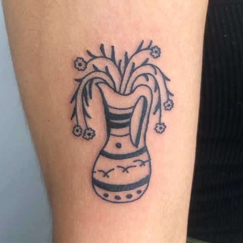 Water Jug Tattoo, Pitcher Tattoo, Jug Tattoo, Watering Can Tattoo, Folk Tattoos, Skull Tattoo, Flower Tattoo, Tattoo Ideas, Tattoos