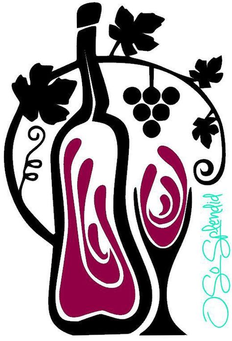 Wine Bottle Drawing, Bar Deco, Grapes Wine, Bottle Drawing, Kitchen Wall Stickers, Bottle Decor, Wine Bottle Art, Refrigerator Sticker, Wine Decor