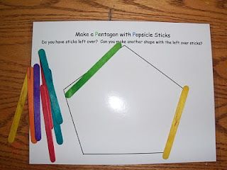 Letter "P"  make a pentagon with popsicle sticks Shape Activities Eyfs, Preschool Popsicle, Preschool September, Preschool November, First Classroom, Shape Activities, Preschool Room, K Crafts, Pentagon Shape