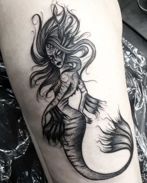 Top 57 Best Siren Tattoo Ideas - [2020 Inspiration Guide] Siren Tattoo Ideas, Siren Mermaid Tattoos, Mermaid Sleeve Tattoos, Siren Tattoo, Mermaid Tattoo Designs, Mystical Tattoos, Fantasy Tattoos, Tatuaje A Color, Mermaid Tattoo