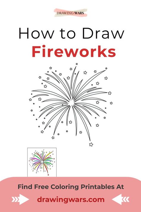 Fireworks Coloring Pages, Fireworks Template, How To Draw Fireworks, Winter Crafts Preschool, Simple Flower Drawing, Flag Drawing, Printable Coloring Pages For Kids, Flag Coloring Pages, Free Coloring Sheets