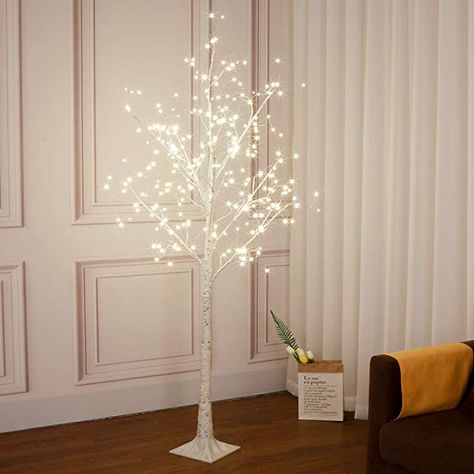 Amazon.com: Vanthylit 6FT 288LT White Birch Tree with Fairy Lights Warm White LED Tree for Indoor and Outdoor: Kitchen & Dining Native Christmas Tree, Burgundy And Black Wedding, Tree With Fairy Lights, Native Christmas, Prelit Christmas Tree, Fairy Lights In Trees, Bnai Mitzvah, Progressive Dinner, White Birch Trees