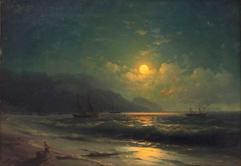 The Ninth Wave, Sky Paintings, Ivan Aivazovsky, Art And Painting, Maritime Painting, Waves Art, Moonlight Painting, Marine Art, Sky Painting