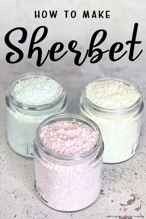 Homemade Sherbet Recipes, Diy Sweet Treats, Homemade Sherbet, Fizzy Sherbet, How To Make Sherbet, Sherbet Recipes, Sugar Scrub Recipe, Homemade Ice Cream Recipes, Chemical Reaction