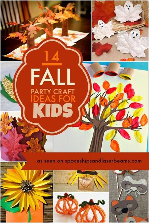 14 Fall Party Craft Ideas for Kids Fall Kids Party, Party Craft Ideas, Fall Harvest Party, Kids Party Crafts, Fall Birthday Parties, Spaceships And Laser Beams, Party Crafts, Harvest Party, Craft Ideas For Kids