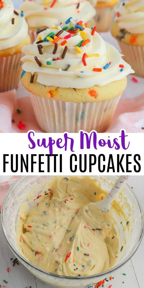 Sprinkles Cupcake Recipes, Homemade Funfetti Cupcakes, Moist Cupcake Recipes, Funfetti Cupcake Recipe, Perfect Cupcake Recipe, Healthy Cupcake Recipes, Cupcakes Funfetti, Homemade Cupcake Recipes, Cupcake Recipes For Kids