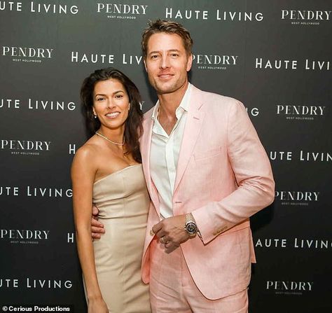 Justin Hartley gets a kiss from wife Sofia Pernas while celebrating his Haute Living cover | Daily Mail Online Justin Hartley Wife, Red Carpet Couples, Famous Duos, Justin Hartley, Regular People, Hollywood Couples, Couple Travel, Famous Couples, Happy Girl