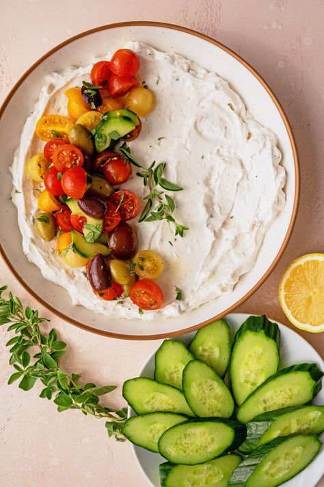 Whipped Feta Dip — The Yummy Vegan Yummy Vegan Recipes, Whipped Feta Dip, Vegan Honey, Fluffy Bread, Dairy Free Cream Cheese, Grilled Bread, Feta Dip, Cucumber Seeds, Greek Olives