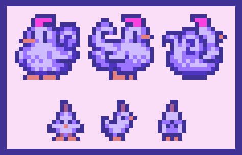 Purple Stardew Valley, Blue Chicken Stardew Valley, Stardew Mods, Stardew Valley Tips, Stardew Valley Farms, Blue Chicken, Iphone Themes, Pixel Art Games, Pixel Games