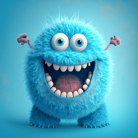 Yeti Monster, Devil Logo, Blue Cartoon Character, Monster Logo, Scary Photos, Happy Monster, Blue Monster, Monster Drawing, Spirit Animal Art