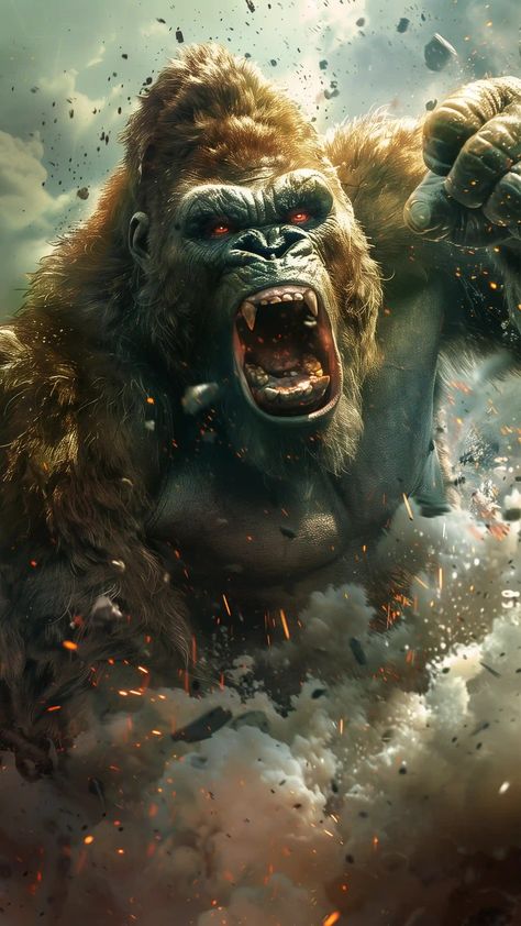 King Kong Wallpaper, King Kong Skull Island, 10 Animals, King Kong Art, Gorillas Art, Gorilla Tattoo, 70s Sci Fi Art, Scifi Fantasy Art, Dragon Ball Art Goku