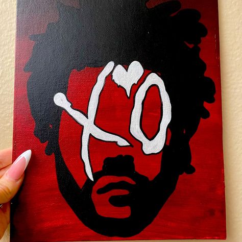 Hand Painted Abel Tesfaye The Weeknd Art The Weeknd Painting Canvases Easy, Weeknd Canvas Paintings, The Weeknd Acrylic Painting, The Weekend Painting Ideas, The Weeknd Painting Ideas, 12x12 Canvas Painting Ideas, Music Aesthetic Painting, Partynextdoor Painting, Album Cover Paintings On Canvas Easy