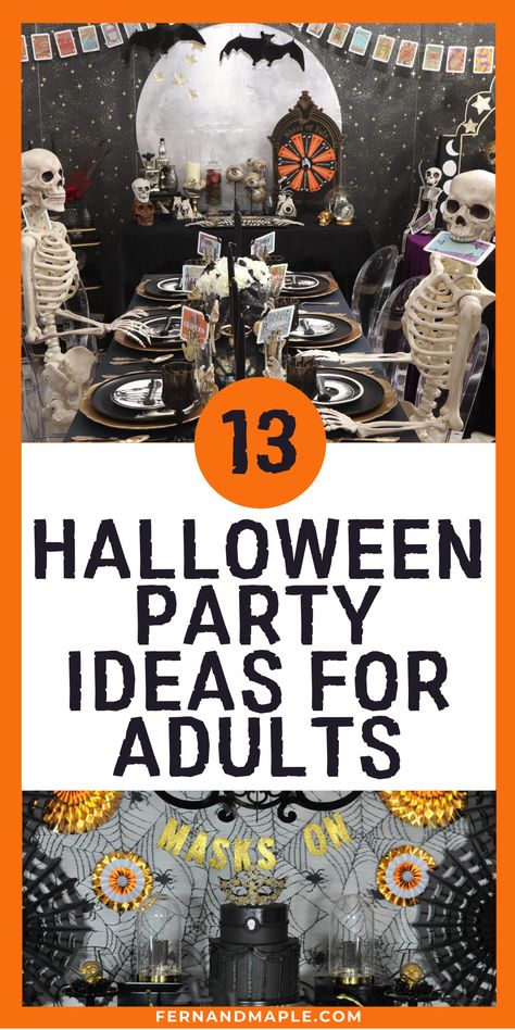 These 13 Halloween Party Ideas for adults are great for dinner parties, costume parties and spooky theme parties. Get all of the fun ideas and tons more Halloween party inspiration now at fernandmaple.com! Peanuts Halloween Party, Halloween Party Ideas For Adults, Party Ideas For Adults, Halloween Countdown Calendar, Party Ideas For Kids, Hallowen Ideas, Peanuts Halloween, Halloween Party Dinner, Halloween Party Ideas