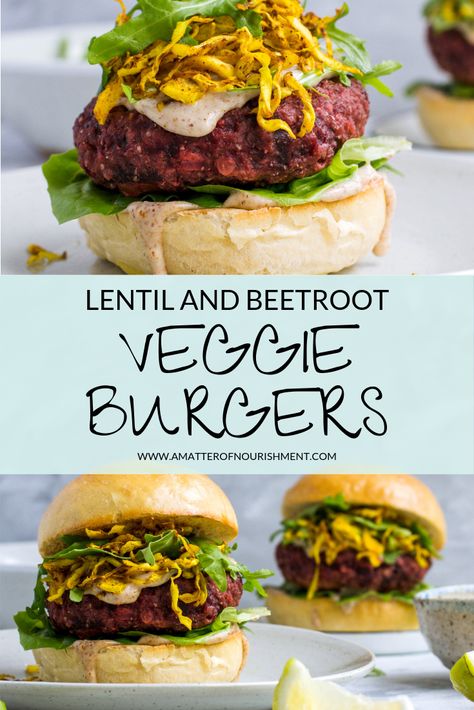 Simple Veggie Burger Recipe, Beet Burger Recipe, Veggie Burger Recipe Easy, Lentil Burger Recipe, Vegan Bean Burger, Beetroot Burgers, Veggie Burger Recipe, Mushroom Burgers, Vegan Burger Recipe