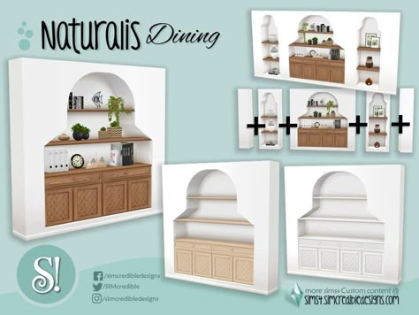 SIMcredible!'s Naturalis Dining shelves Sims 4 Mycupofcc, Naturalis Sims 4 Cc, Sims 4 Cc Beachy Furniture, Sims4 Cc Shelves, Sims 4 Simcredible Cc, The Sims 4 Cc Resource Objects Kitchen, Sims 4 Cc Simcredible, Sims 4 Simcredible, Sims4 Cc Build Mode