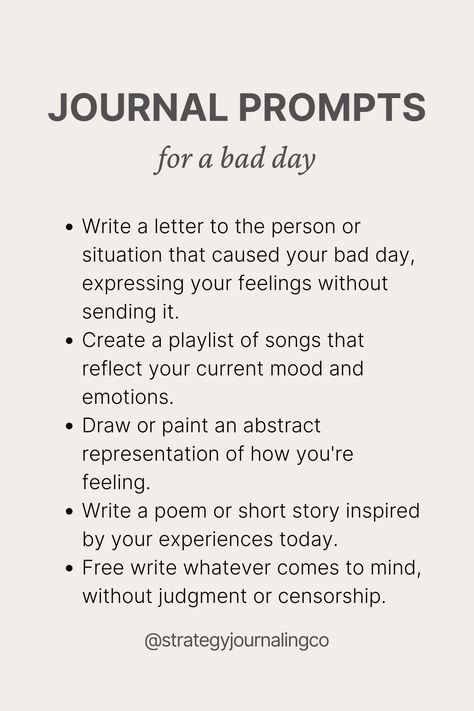 Process your emotions, find strength in adversity, and prioritize self-care after a challenging day with these reflective journal prompts. [More prompts on our blog] From customizable thank you cards to anxiety workbooks, you'll find the most creative and eye-catching editable templates for Canva right here. Motivating Journal Prompts, Journal Prompts For Therapy, Grievance Journal Prompts, Healing Journaling Prompts, 30 Days Of Journal Prompts, Beginner Journal Prompts, Journal Prompts For Feeling Lost, Daily Gratitude Journal Ideas, Journal Prompts For Emotional Healing