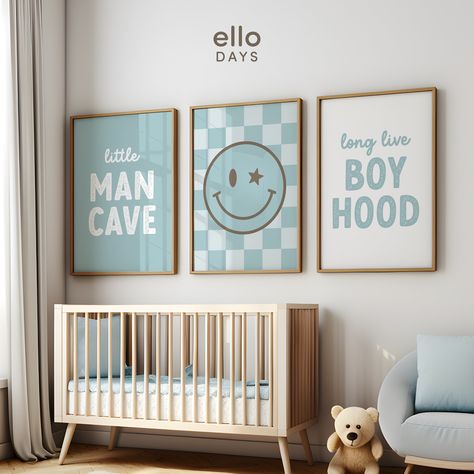 Retro Boys Room, Boy Room Poster, Long Live Boyhood, Blue Kids Room, Room Decor Boys, Boy Room Wall Decor, Baby Nursery Wall Decor, Nursing Room