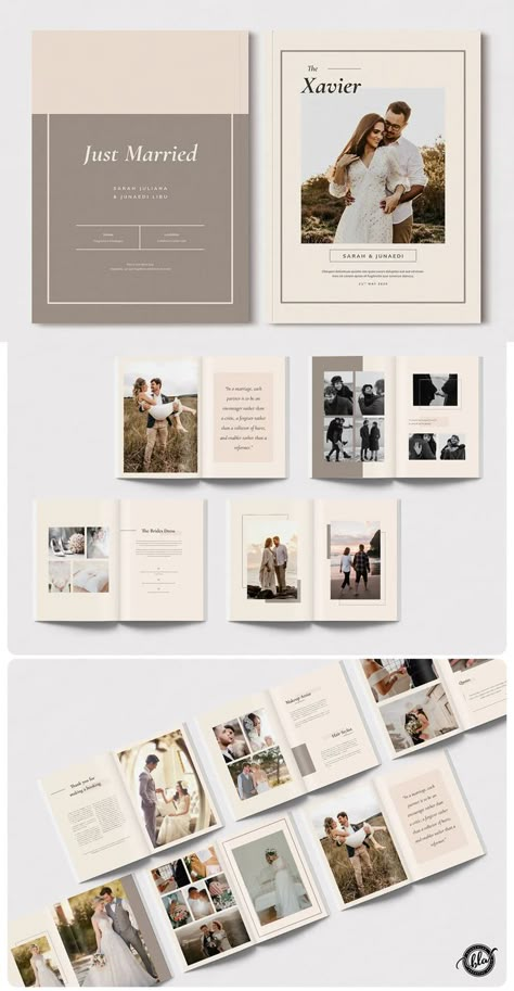 Wedding Photobook Template INDD - 24 Custom Pages. 2 Sizes: A4 and US Letter Wedding Photo Book Layout, Photobooks Design, Wedding Album Books, Wedding Album Design Layout, Calling Card Design, Photobook Template, Wedding Photobook, Wedding Photo Album Layout, Wedding Anniversary Favors