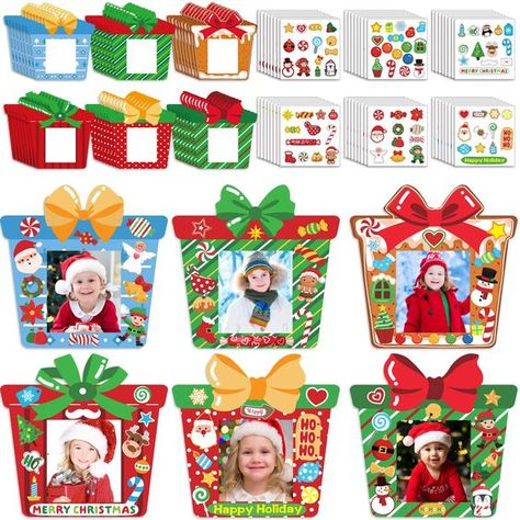 PRICES MAY VARY. Package Include: you will receive 48 pack Christmas picture frame ornaments in 6 different styles, 8 pieces of each style; 48 sheet stickers in 6 different styles, 8 pieces of each style, 48 red and green ropes, rich in styles and quantity, and exquisite in workmanship Size Information: the outside frame of each Xmas picture frame measures 5 x 5 inches, and the size of the photo frame is about 2.2 x 2.5 inches; So you can cut your photos into a suitable size and insert them into Insta Photo Frame, 3k Classroom, Christmas Photo Frames, Kids Holiday Art, Diy Picture Frames Crafts, Christmas Ornament Frame, Xmas Party Decorations, Christmas Picture Frame, Diy Christmas Photo