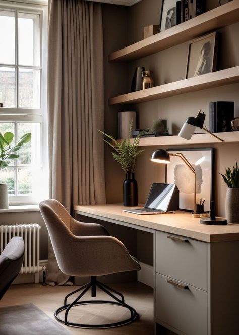 Home Office Inspo Decor, Organic Modern Office Design, Double Home Office, Double Desk Home Office, Small Office Interior Design, Office At Home, Classy Office, Modern Home Offices, Cozy Home Office