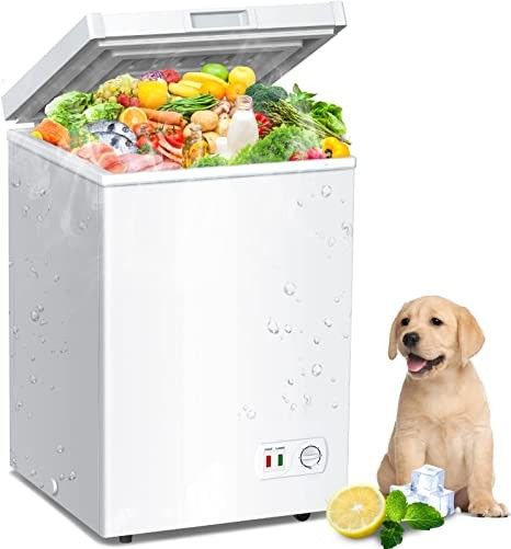 LifePlus Chest Freezer, 3.5 Cubic Feet Small Deep Freezer w/Removable Basket & Wheels, Super Quiet & Energy Saving, Top Open Loading Compact Box Freezer For Meat Breast Milk, Mini Small Deep Freezer, Storage Fridge, Deep Freezer, Compact Fridge, Ice Storage, Plastic Basket, White Appliances, Upright Freezer, Chest Freezer