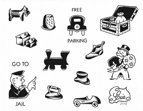 Monopoly Crafts, Vbs 2023 Twists And Turns, Arm Sleeve Tattoo Ideas, Monopoly Theme, Pigeon Tattoo, Monopoly Pieces, Monopoly Party, Doc Band, Board Game Template