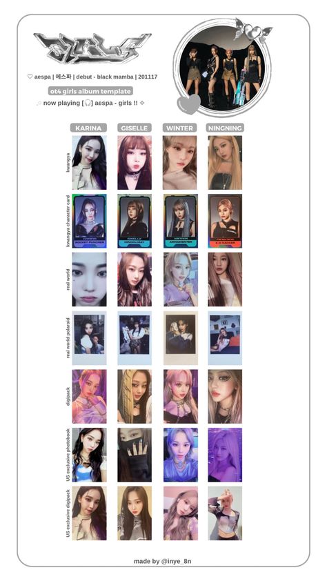 Aespa Photocards Template, Aespa Template, About Me Template, Polaroid Template, Photocard Template, Girls Album, Glow Kit, Winter Girls, Mini Albums