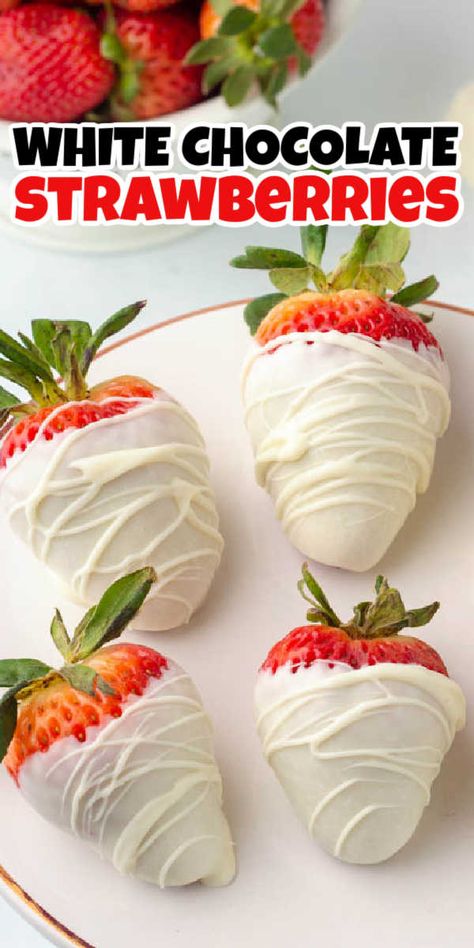 Strawberry Dipped In White Chocolate, How To Make White Chocolate Strawberries, Milk Chocolate Dipped Strawberries, Vanilla Covered Strawberries, Chocolate Covered Strawberries Recipes, White Out Party Food, Choc Dipped Strawberries, White Color Party Basket Ideas, Strawberries Dipped In White Chocolate