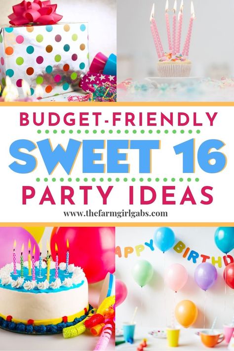 Great tips and ideas on how to plan a budget-friendly sweet 16 party. These sweet 16 birthday party ideas will go easy on your wallet and big on fun for the kids. These fun party ideas will help you create the best birthday celebration for your daughter. #birthdayparty #sweet16party #budgetfriendlyparty #sweet16partyideas #birthdaypartyideas Ideas For Sweet 16 Birthday Party, Simple Sweet 16 Party Ideas, 16 Cake Ideas, Sweet 16 Cake Ideas, 16 Party Ideas, Sweet 16 Party Ideas, Fun Party Ideas, Sweet 16 Party Decorations, Sweet 16 Party